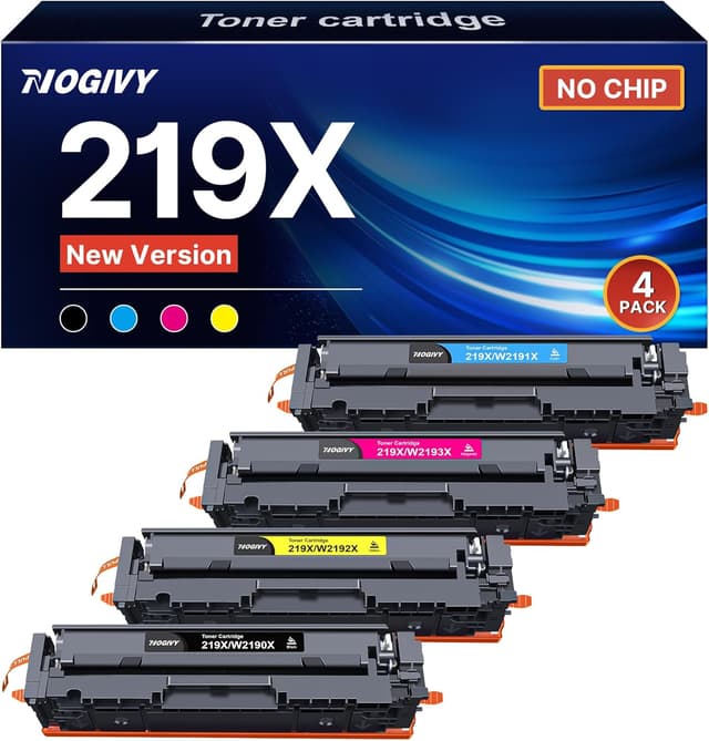 Detalle de NOGIVY 219X Toner kompatibel (4er-Set) für HP 219A – 1 Schwarz, 1 Cyan, 1 Gelb, 1 Magenta