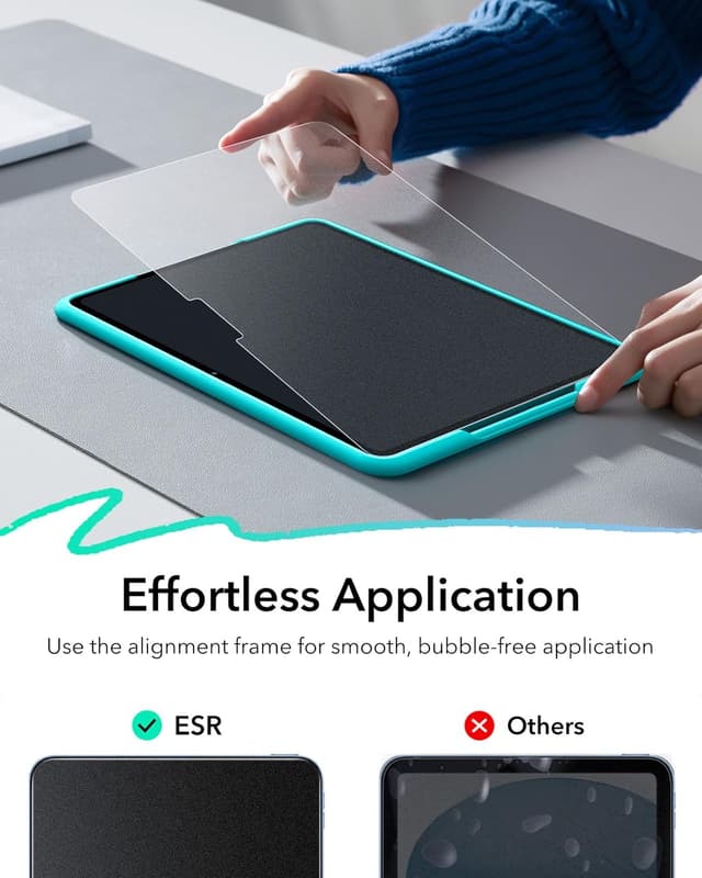 Detalle 2 de ESR 2 Pack Paper-Feel Screen Protector for iPad Air 11" (M4/M3/M2, 2026/2025/2024) with Matte Anti-Glare & Alignment Frame