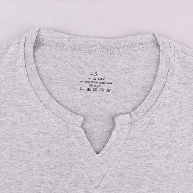 Detalle de T-shirt Henley manches longues coupe slim col en V pour homme en coton avec élasthanne