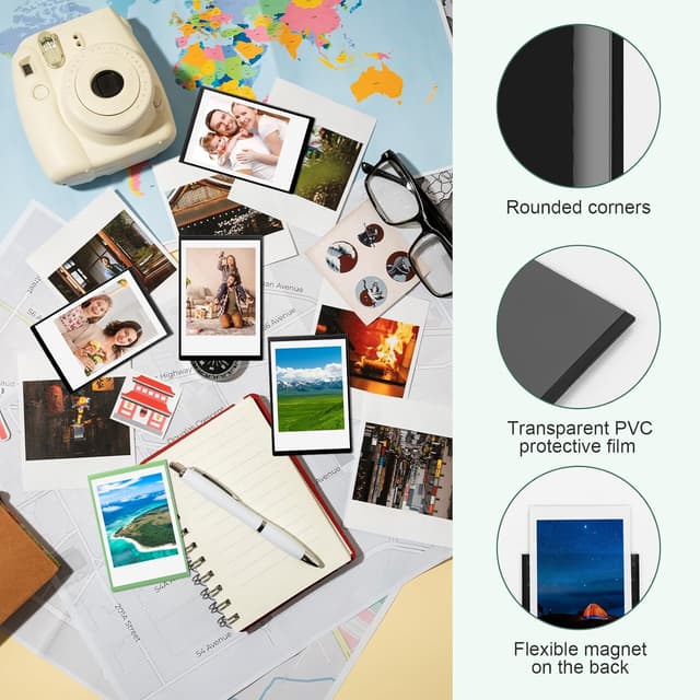 Detalle 2 de VINATO Cadre Photo Magnétique Frigo Noir 9,3x6,3 cm