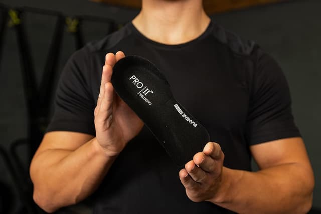 Detalle de PRO 11 Wellbeing 1 Pair of Slim Fit 3/4 Orthotic Insoles with Heel Pad for Plantar Fasciitis (7–8.5 UK, Black)