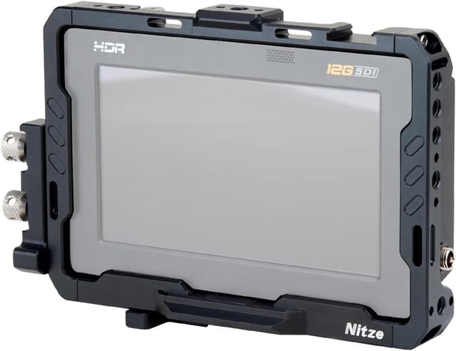 Detalle de Nitze Monitor Cage JT-B01A für Blackmagic Video Assist 5 Zoll (3G/12G) – Rahmen mit NATO-Schiene & Kaltschuh