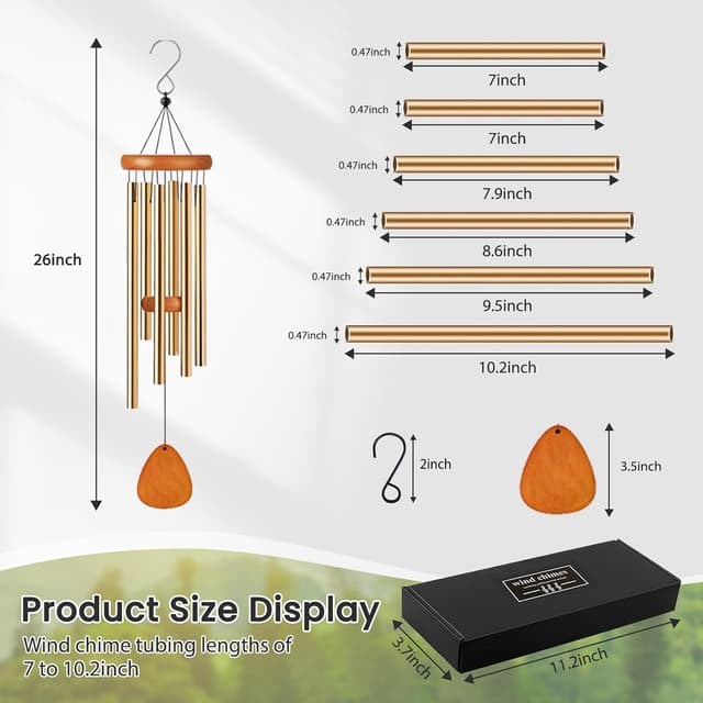 Detalle 2 de Waterproof memorial wind chimes, gold