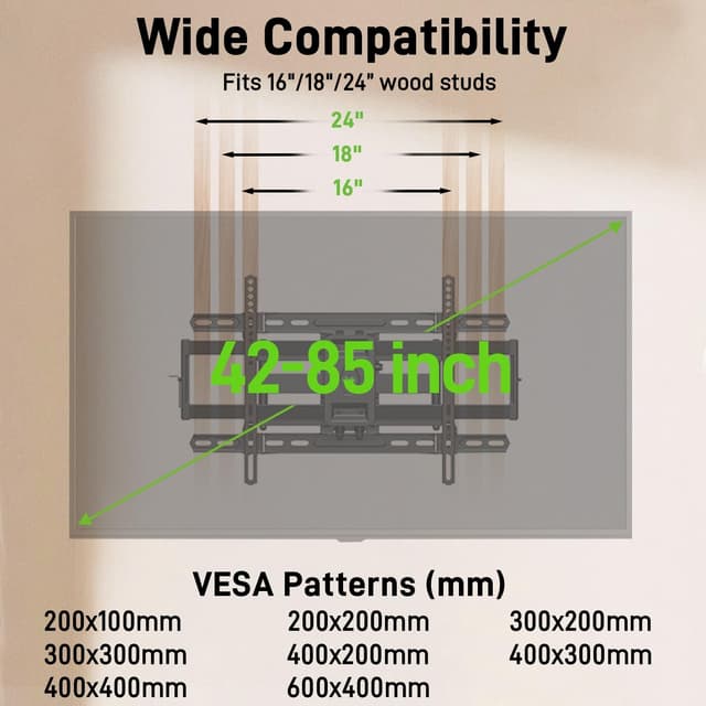 Detalle de USX Mount UL Listed Full Motion TV Wall Mount (42"–85") with Swivel, Tilt & Extension