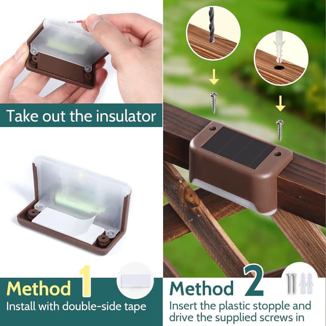 Detalle de Solpex Solar Deck Lights 20-Pack (Brown, Warm White) – Waterproof solar step and fence lights for outdoor paths