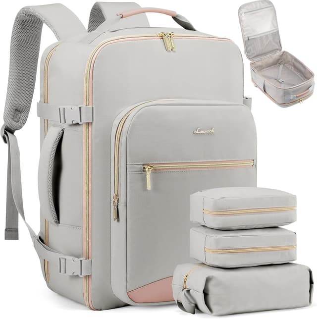 Detalle de LOVEVOOK Handgepäck Rucksack 40L mit Kofferkonzept und separatem Laptopfach (bis 18 Zoll)