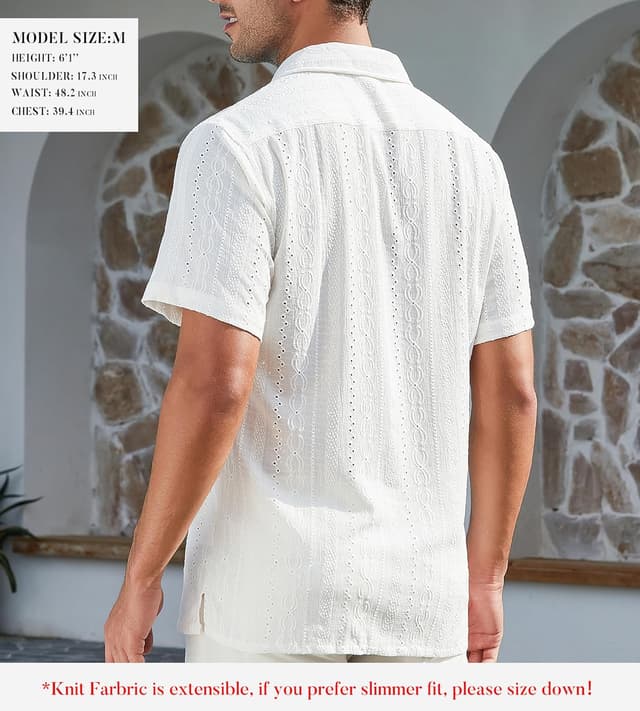 Detalle de Damipow Mens Casual Short-Sleeve Button Down Shirt for Vacation & Beach Wear