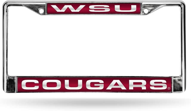 Detalle de Rico Industries NCAA Unisex Laser Cut Inlaid Standard Chrome License Plate Frame (12" x 6")