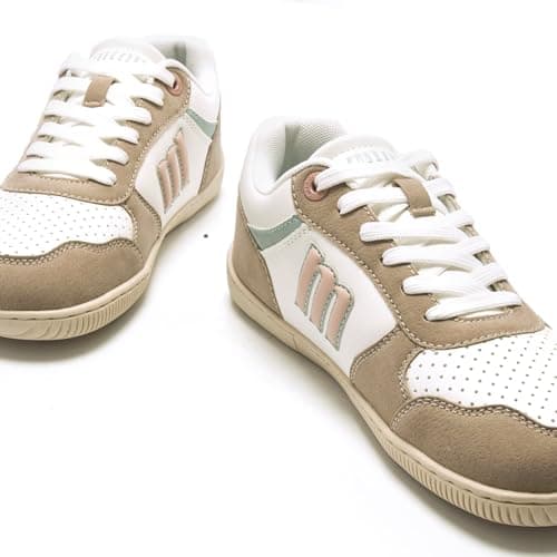 Detalle de MTNG Deportivas Barefoot Mujer Free-Aria 60840/60444 en beige, con cierre de cordones