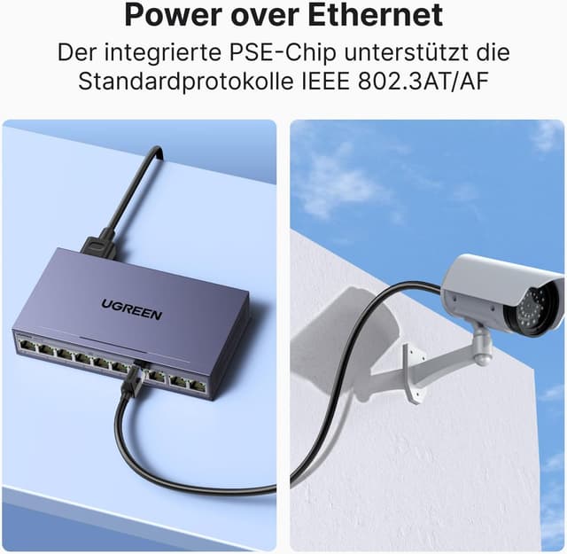 Detalle 2 de UGREEN 10 Port Gigabit PoE LAN Switch 60W