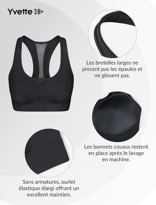 Thumbnail 3 de Yvette Soutien-Gorge Sport Zippée Devant