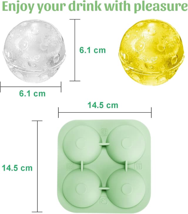 Detalle de Pickleball 3D Eiswürfelform (BPA-frei) für große runde Eiswürfel – mit Deckel, TPE/PP