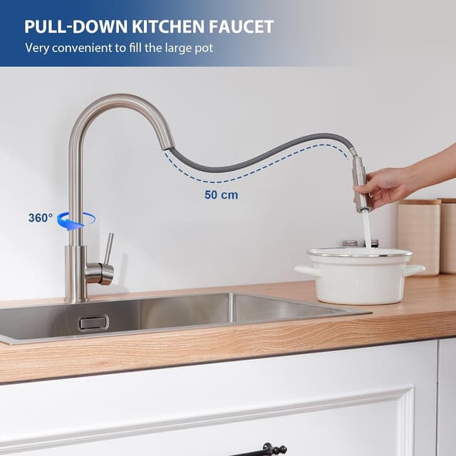 Detalle 2 de Lonheo miscelatore per lavello cucina con doccetta estraibile e 2 modalità di getto, girevole 360°