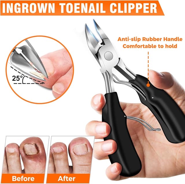 Detalle de Nail Clippers Zehennagelknipser-Set für Senioren mit abgewinkeltem Kopf und Auffangbehälter (5-teilig)