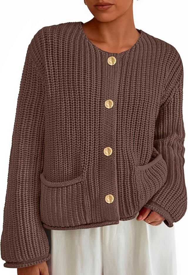 Detalle de PrettyGarden Women's Cardigan Knit Sweater with Pockets 2025
