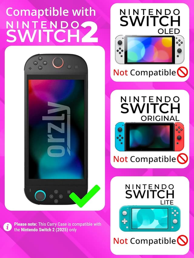 Detalle de Orzly Tragetasche für die Nintendo Switch 2 (2025) – Hartschalenetui mit Displayschutz und Organizer