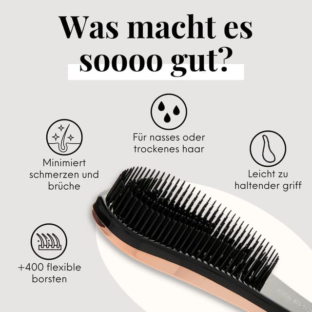 Detalle 2 de Haarbürste ohne Ziepen von Lily England (Roségold) – Entwirrbürste für glattes und lockiges Haar