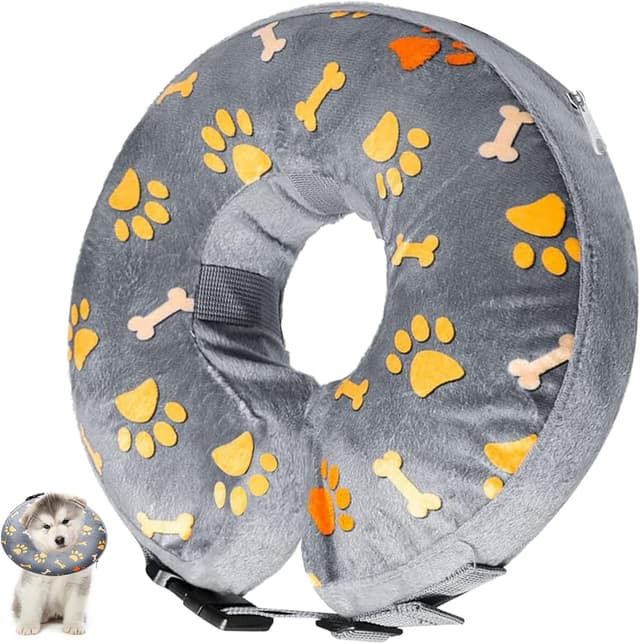 Detalle de Inflatable Recovery Collar for Dogs & Cats (Medium) – Soft donut design to stop licking and biting wounds