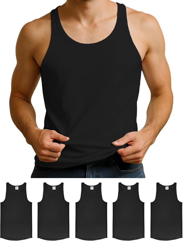 Detalle de ALPIDEX confezione da 5 canotte da uomo in puro cotone