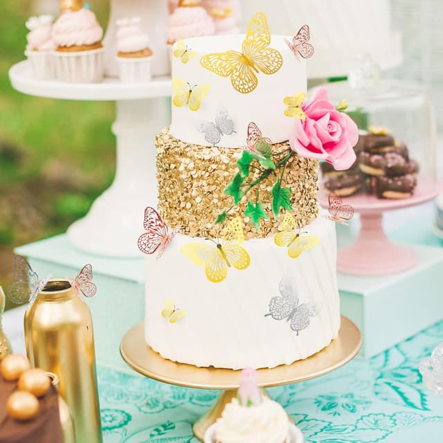 Thumbnail 3 de Bonu Butterfly Decorations 36 Pcs Glitter Toppers