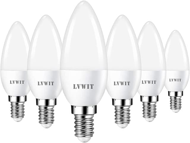 Detalle de LVWIT Pack 6 Bombillas LED Vela E14 💡 40W equivalente, 6500K