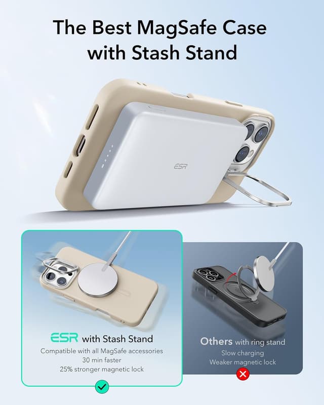 Detalle de ESR Funda MagSafe iPhone 2024 Pro MAX con Soporte y Protección