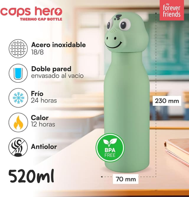 Detalle 2 de CapsHero Cocodrilo Dino Dex Botella infantil 520 ml