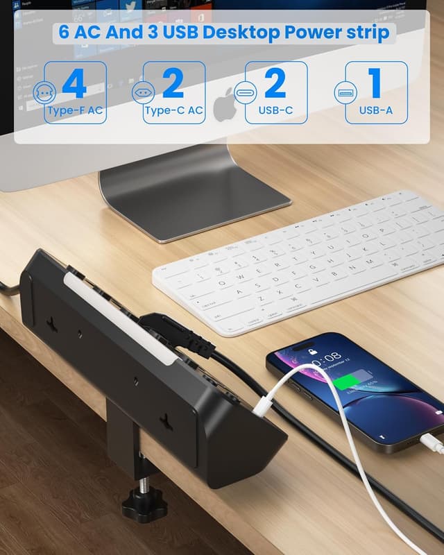 Thumbnail 6 de Multipresa da Scrivania Ciabatta Elettrica con USB PD20W