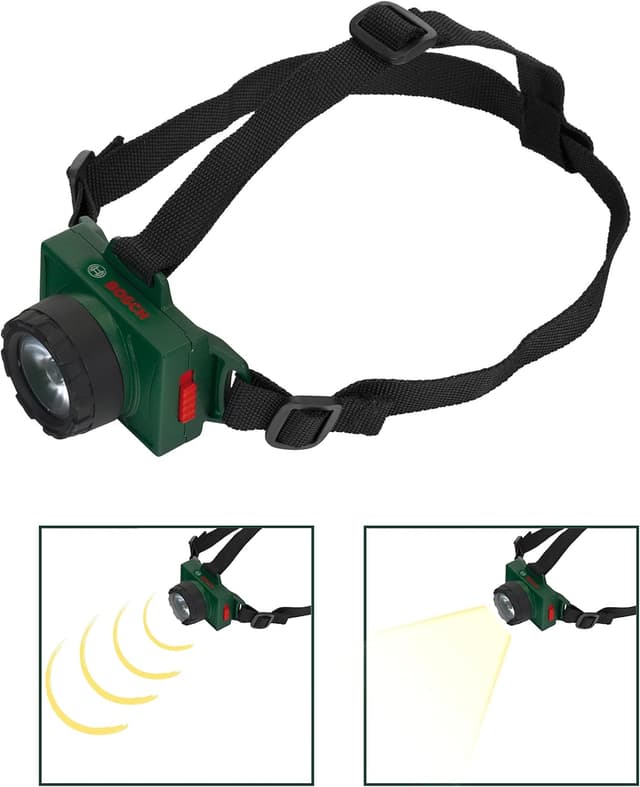 Detalle de Theo Klein 8758 Bosch lampe frontale ajustable avec élastique et coussinet frontal (à piles) – jouet dès 3 ans