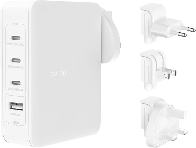 Detalle de Belkin 140W 4-Port GaN Wall Charger — Fast USB-C charger