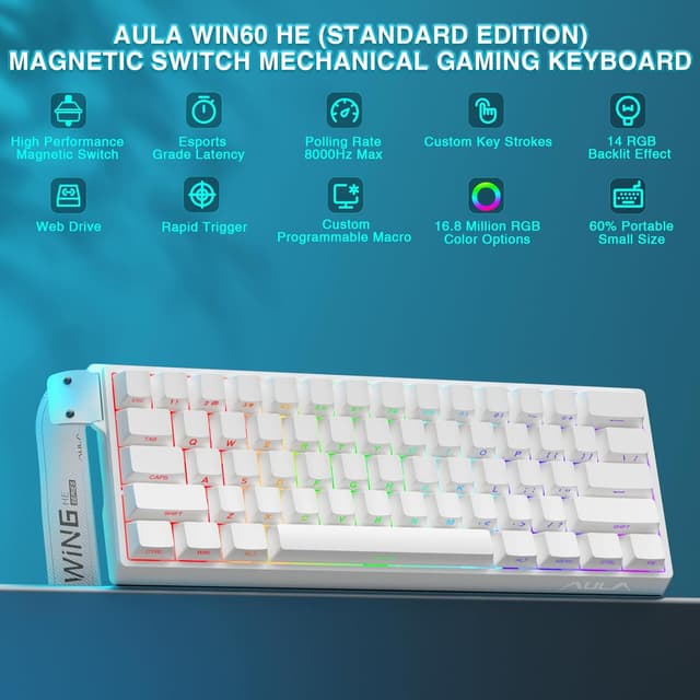 Detalle 2 de AULA WIN60 HE Gaming Tastatur 60% mit Kabel