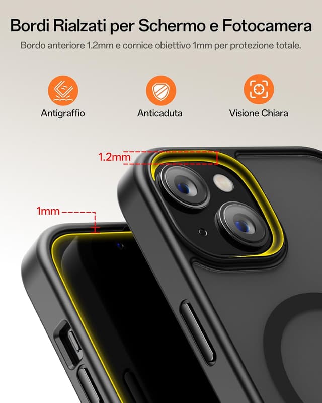 Thumbnail 6 de UNBREAKcable Custodia magnetica per iPhone 13 da 6,1” con MagSafe, protezione fotocamera e antiurto (nero)