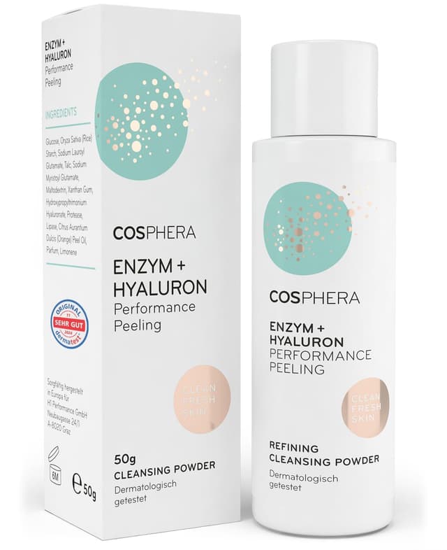 Detalle de Enzym Peeling Gesicht mit Hyaluron (100% vegan, Enzym Powder) – sanfte Porenreinigung für glatte Haut