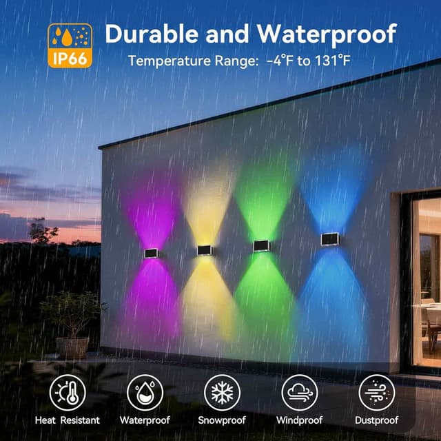 Thumbnail 4 de TECKNET Solar Fence Lights 12 Pack RGB