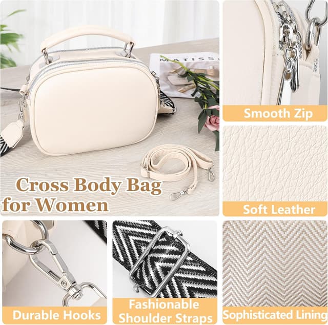 Detalle de SPFASZEIV Women’s small cross body bag in faux leather with 2 removable straps