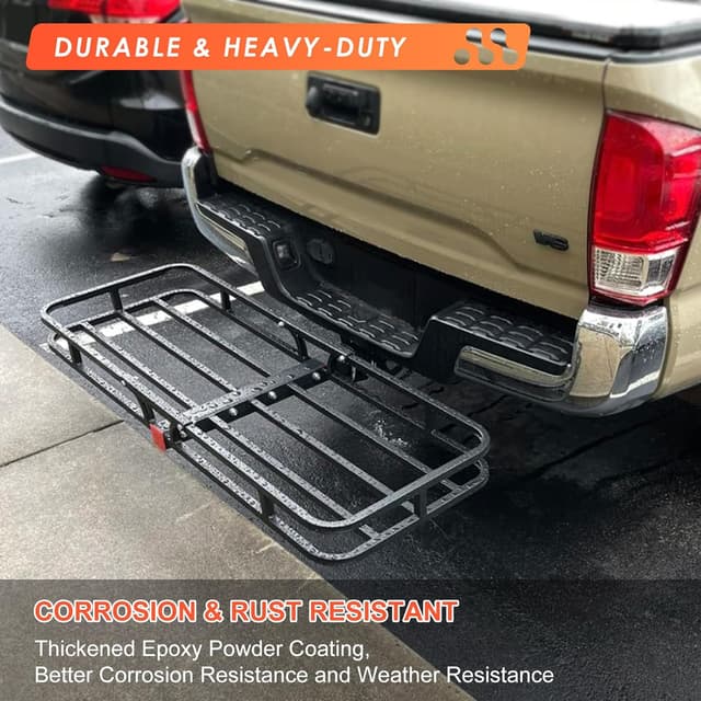 Detalle de MeeFar Hitch Mount Cargo Carrier Basket with Waterproof Bag, Cargo Net, Straps & Hitch Stabilizer (2" Receiver, 500 Lbs Capacity)