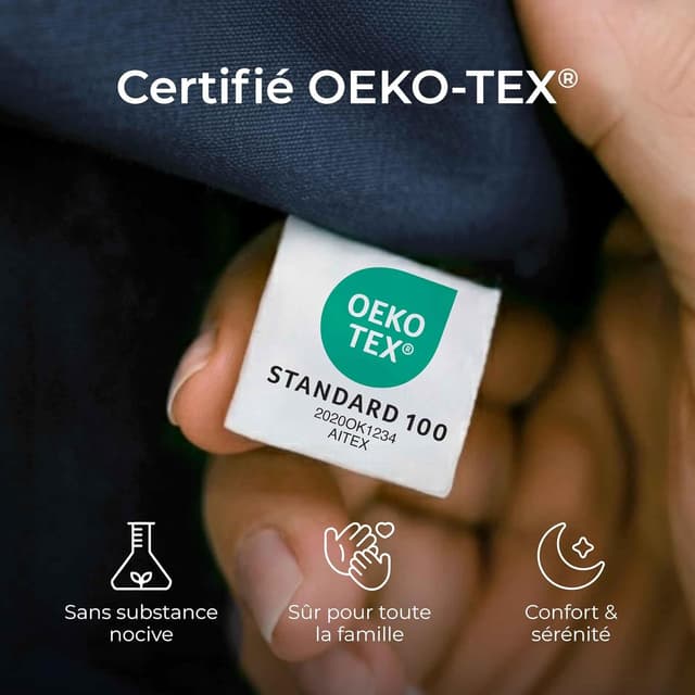 Detalle de Dreamzie Taie Oreiller 60 x 60 en coton renforcé (set de 2) – Bleu foncé