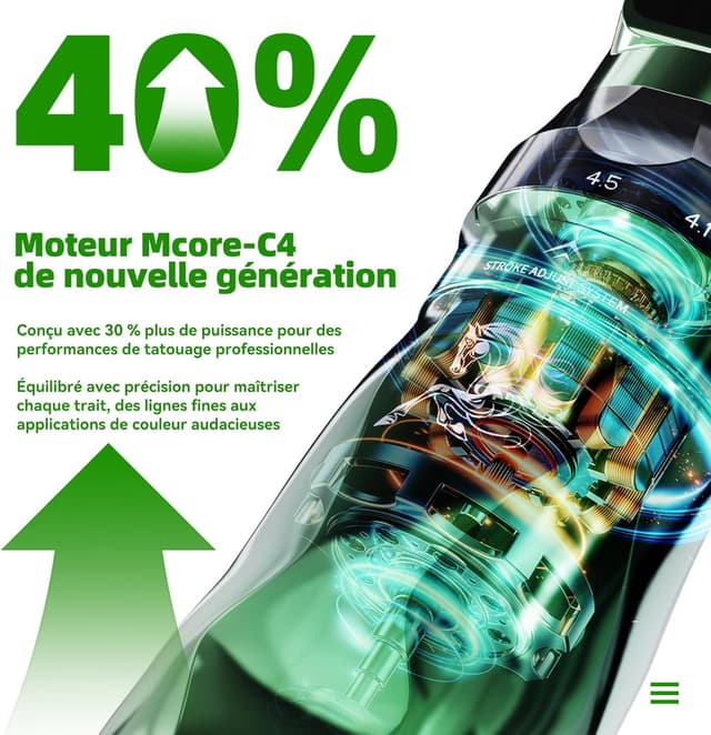 Detalle de Dragonhawk Machine à Tatouer Stylo Fold Pro « Year of the Horse Edition » sans fil (moteur Mcore-C4, 2,5 à 4,5 mm, 7 courses réglables)