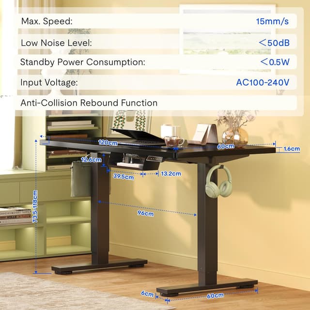 Thumbnail 6 de FLEXISPOT Electric Standing Desk 120x60cm