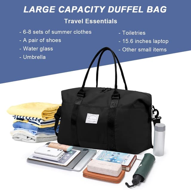 Detalle de VMIKIV Sports Gym Bag women’s travel duffle bag with wet pocket, 27L capacity