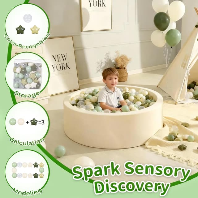 Detalle de TRENDPLAY Star Ball Pit Balls for Toddlers (Non-Toxic, 2.2-inch) — Star + Round Set for Play Tents & Ball Pits