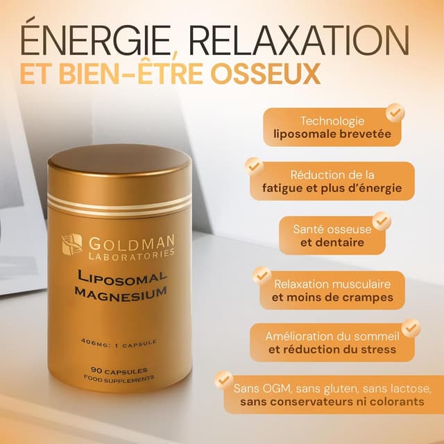 Detalle 2 de Magnésium liposomal Goldman Laboratories – Complexe breveté (90 capsules) à libération lente