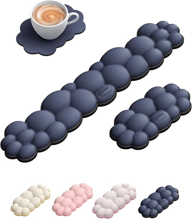 Detalle de VAYDEER repose-poignet ergonomique en mousse à mémoire de forme (style nuage bicolore bleu foncé/noir)