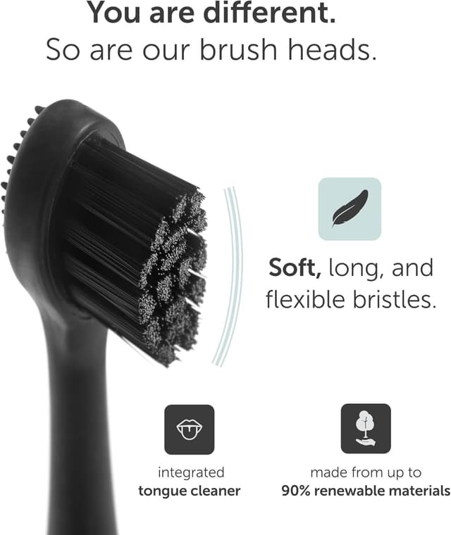 Detalle 2 de Wondersmile Replacement Brushes Sonic Toothbrush Heads (Soft, Ultimate Black) – Pack of 4
