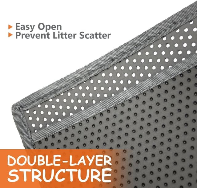 Detalle de Pieviev extra large double-layer honeycomb cat litter tray mat (89 x 61cm) in grey EVA