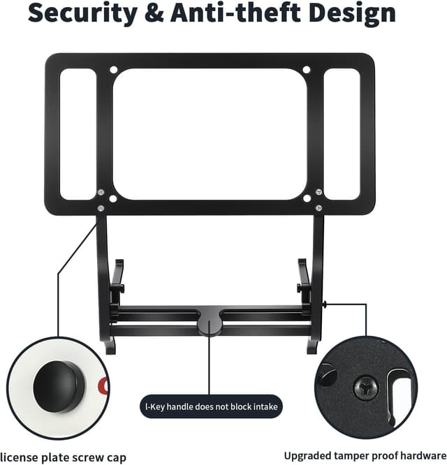 Detalle de TesFram 2026 Tesla Model 3 Front License Plate Holder (No-Drill, Lockable, No Block Camera Visibility)