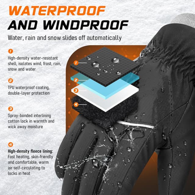 Thumbnail 2 de héBei Waterproof Winter Gloves Thermal Touchscreen Gloves