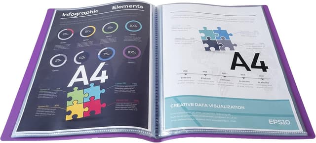 Detalle de Exacompta Réf. 88116E Protège-documents OPAK semi-rigide violet pour format A4 (100 pochettes, 200 vues)