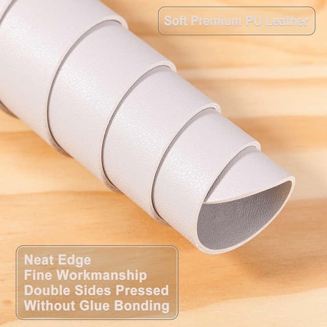 Detalle 2 de DOBAOJIA Desk Pad Large (Dual-Side PU Leather) — extended mouse mat & desk blotter, light gray/silver