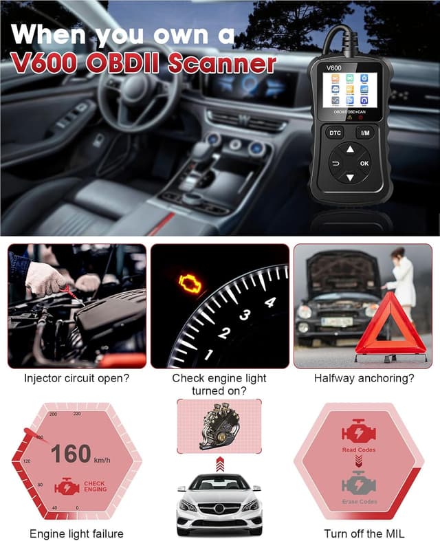 Thumbnail 6 de XIAUODO OBD2 Scanner Car Code Reader (Black) — read and clear engine fault codes for most OBDII vehicles since 1996